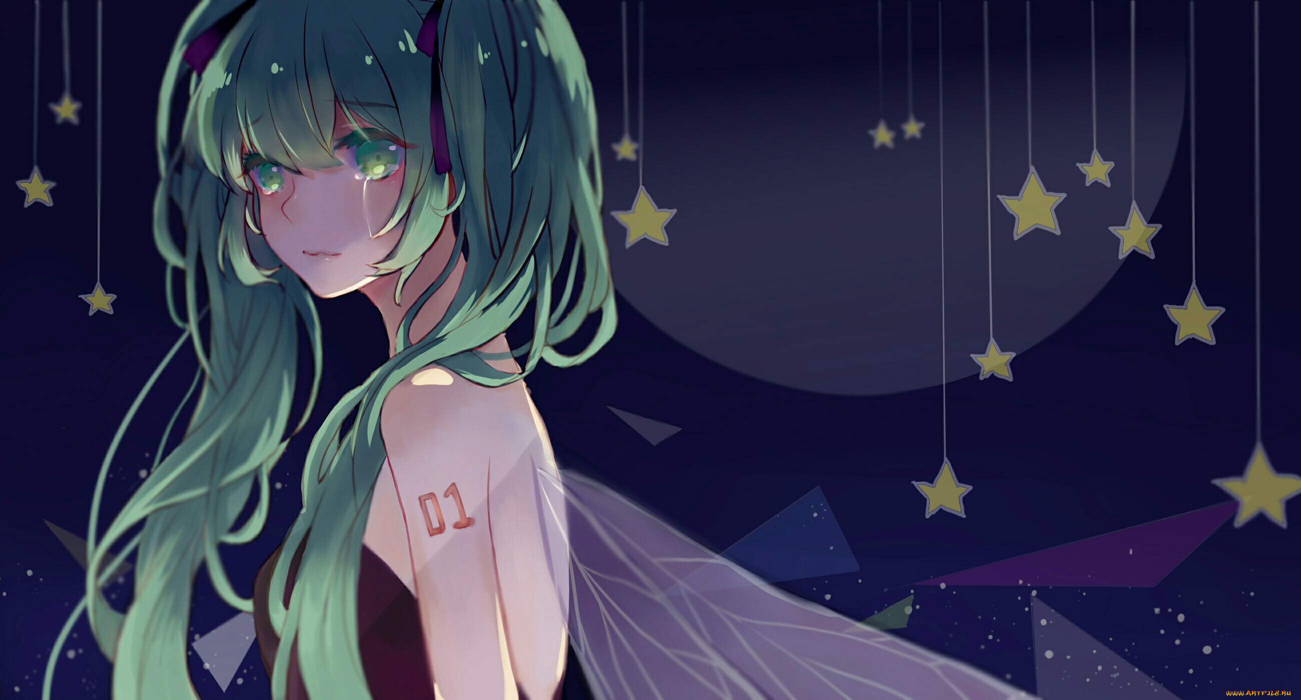 аниме, vocaloid, hatsune, miku, взгляд, девушка, арт, ffan.